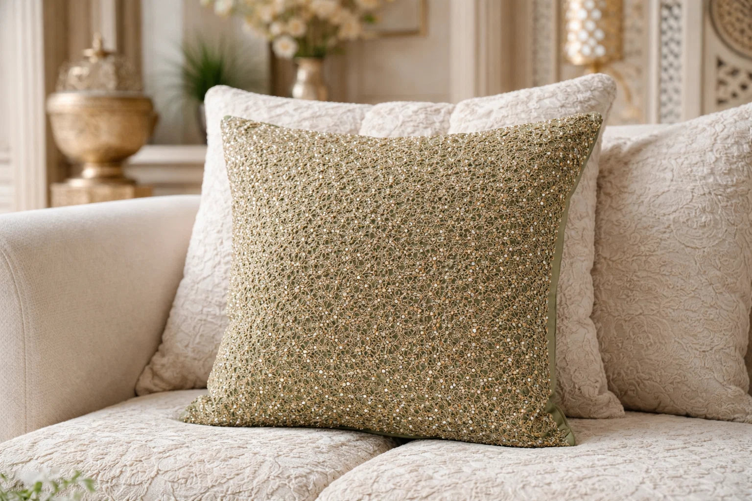 Gilded Lattice Cushion