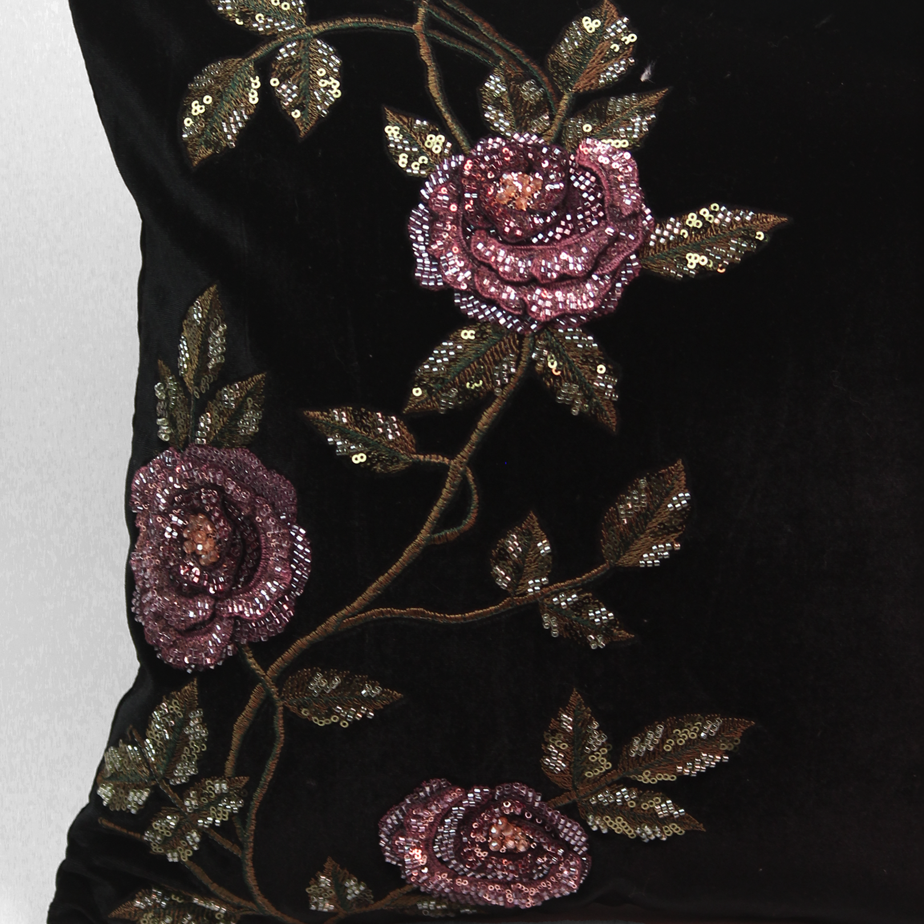 Midnight Rose Appliqué Cushion