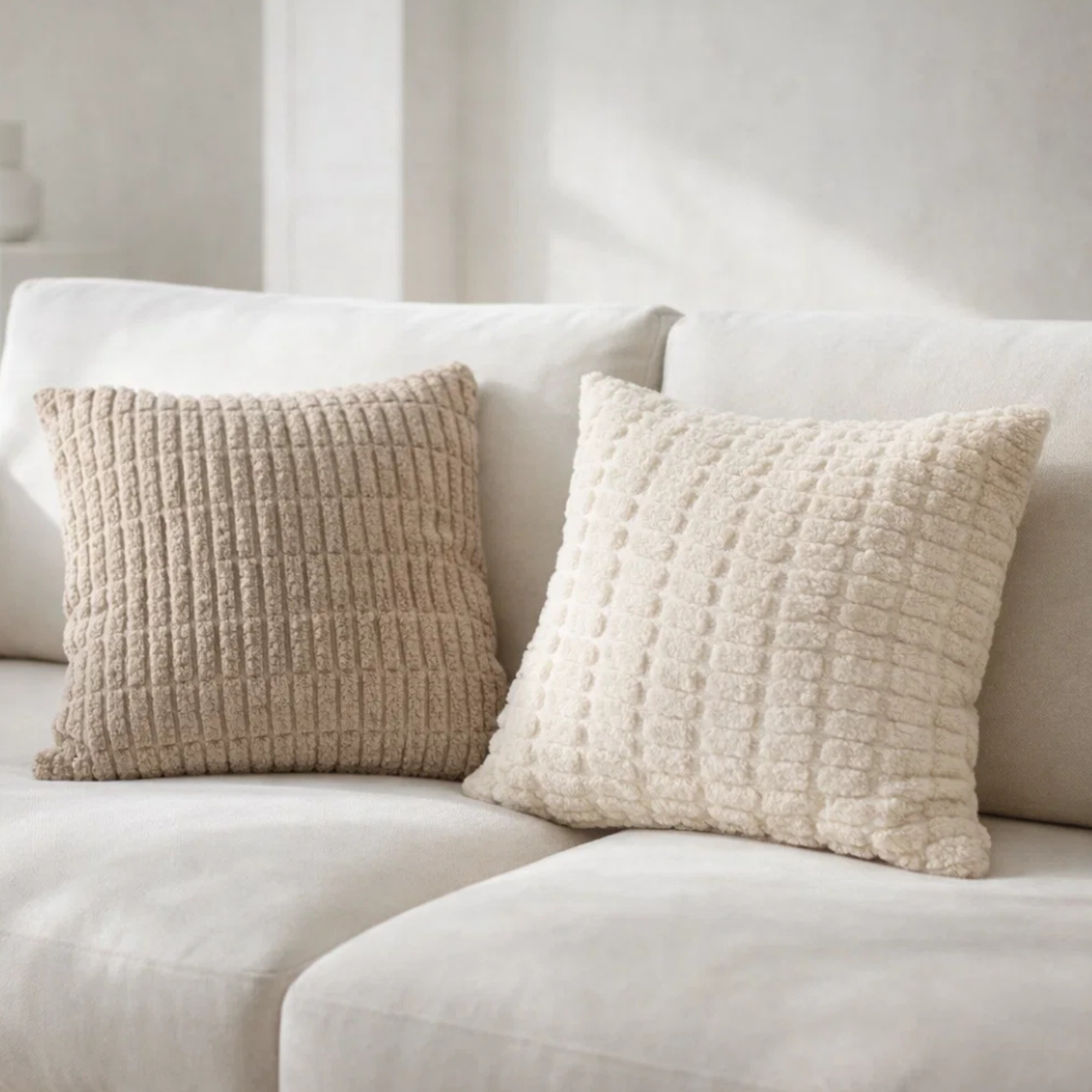 Set of Two The Quiet Grid Cloud Cushion Covers