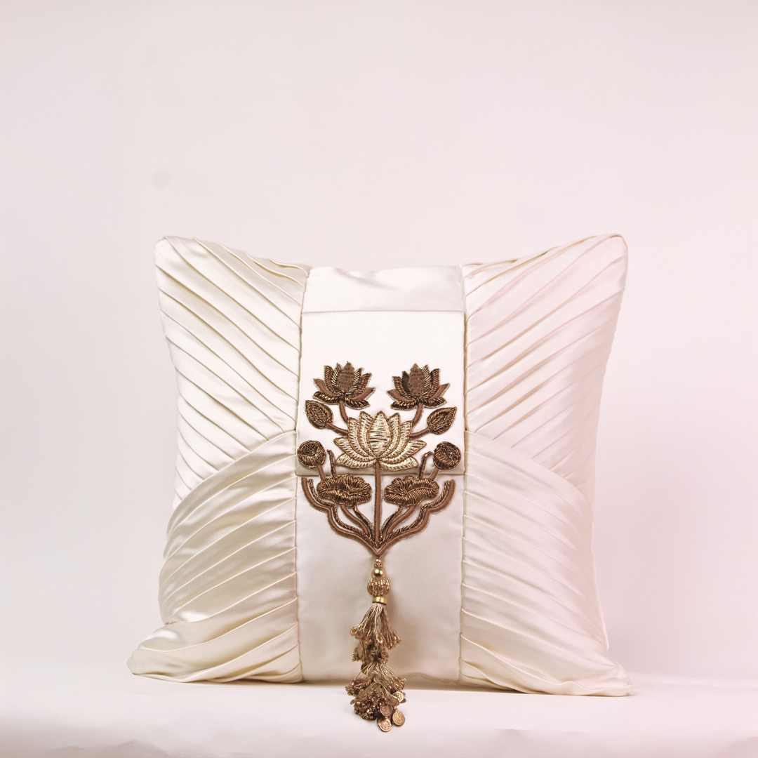 Pleated Satin Lotus Pillow